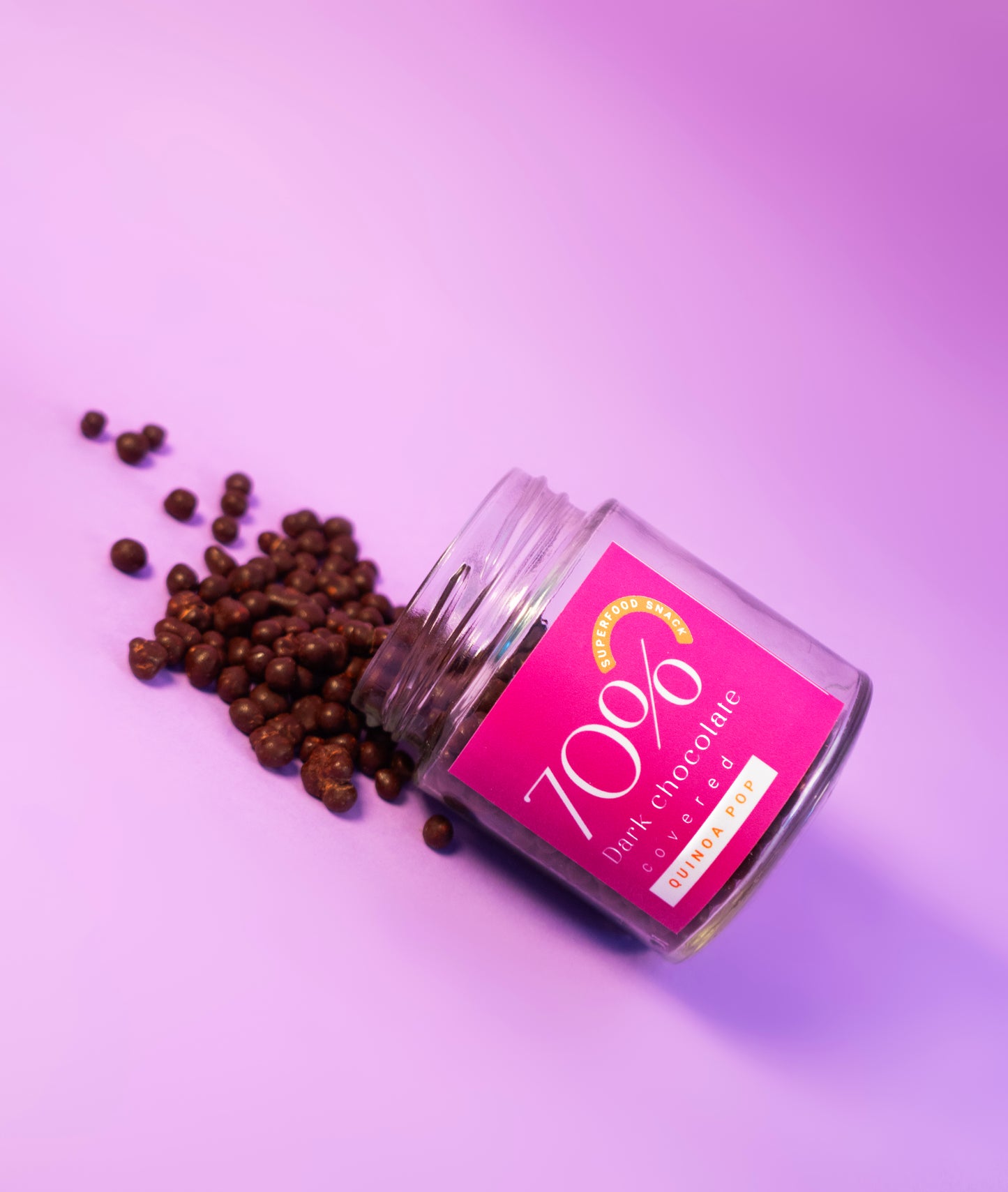 Quinua Pop cubierta con cacao al 70 %