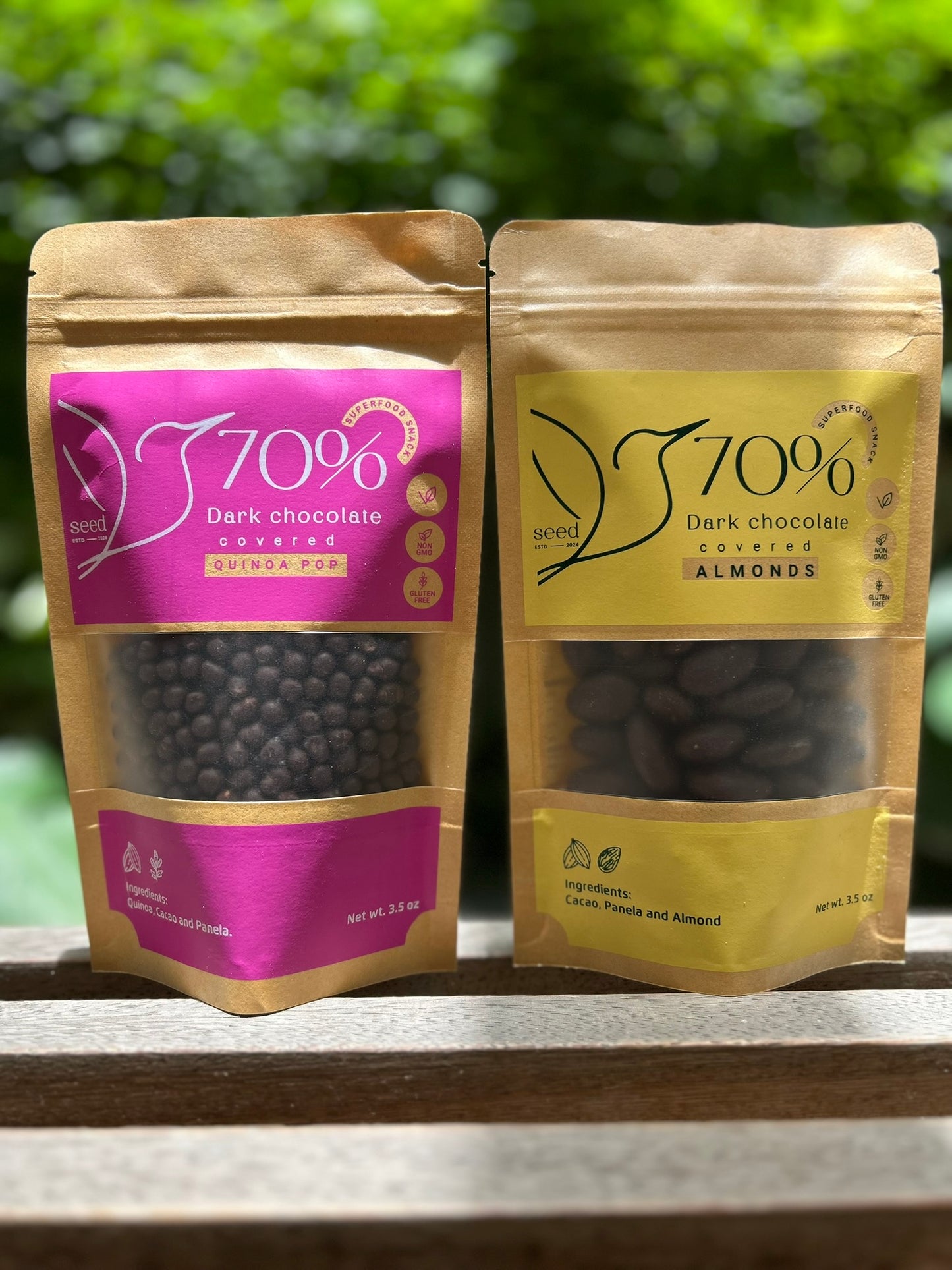 Quinua Pop cubierta con cacao al 70 %