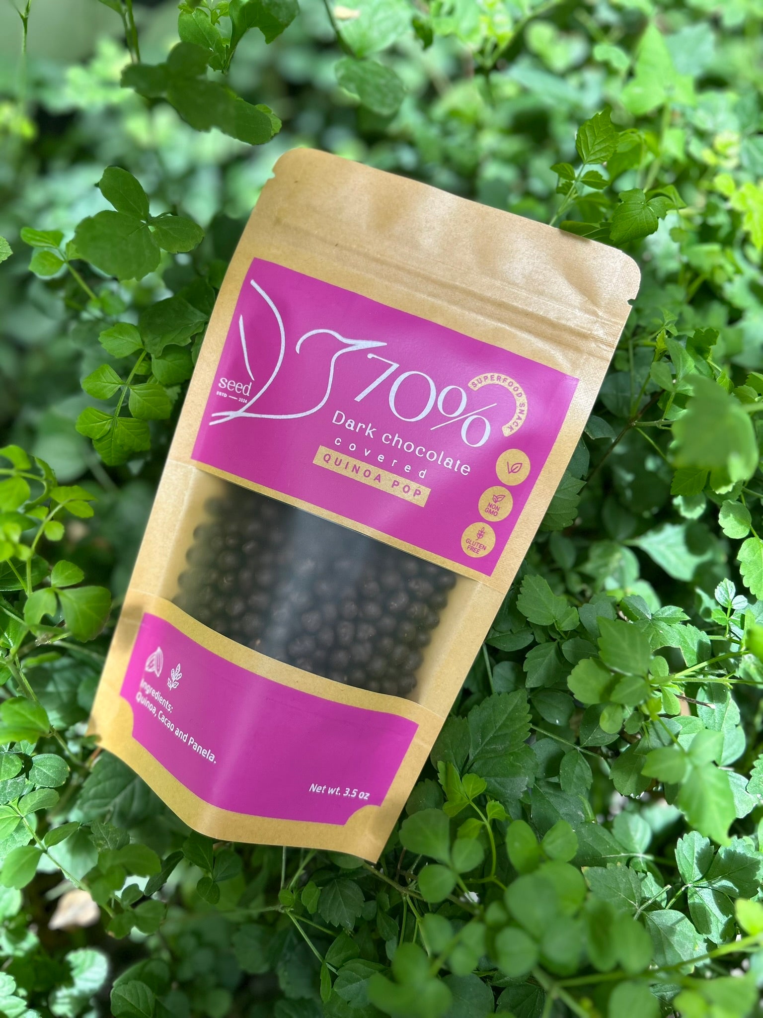 70% DARK CHOCOLATE COVERED QUINOA POP (3.5oz)