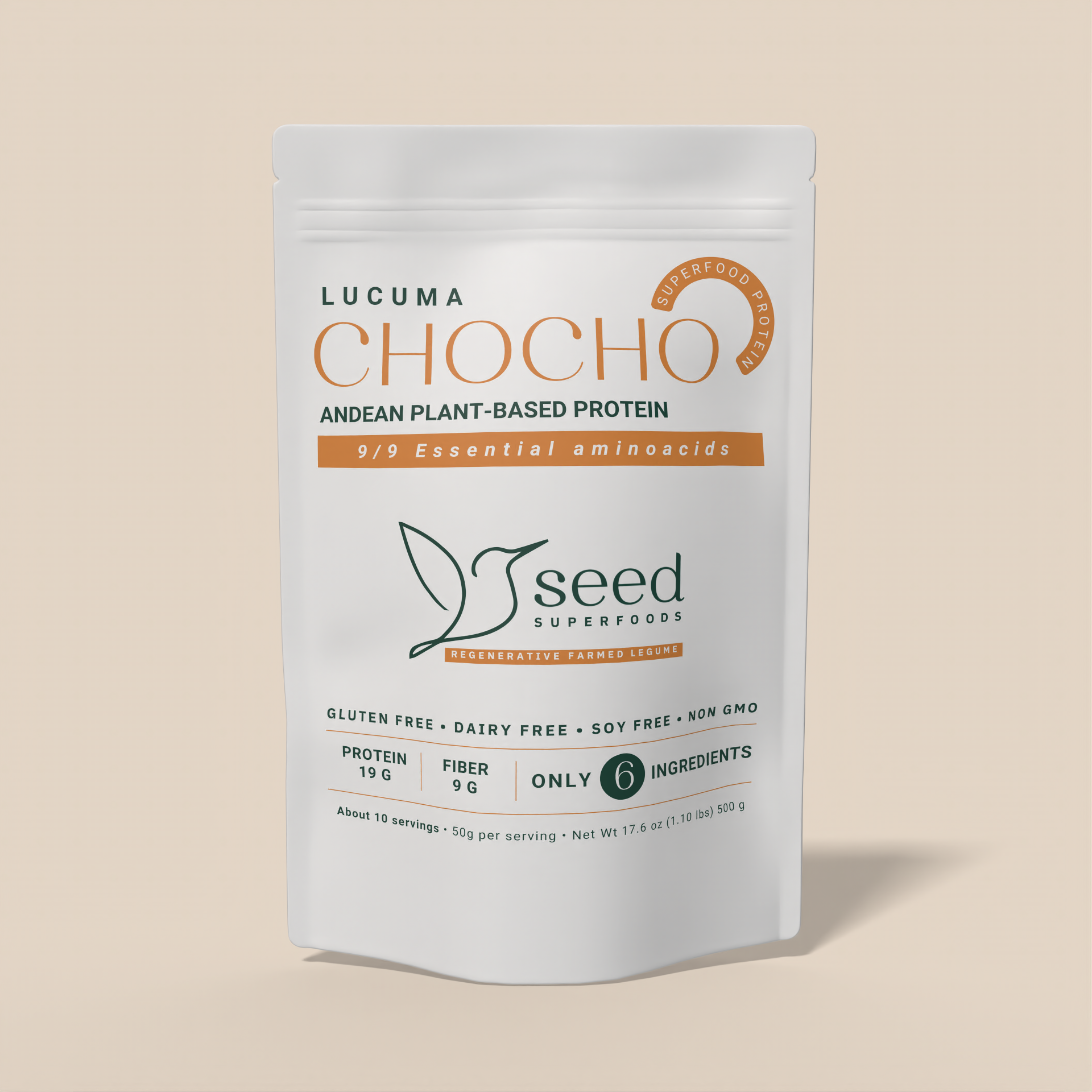 LUCUMA CHOCHO | PLANT-BASED | 20G PROTEIN | 6 INGREDIENTS | 1.1 LBS