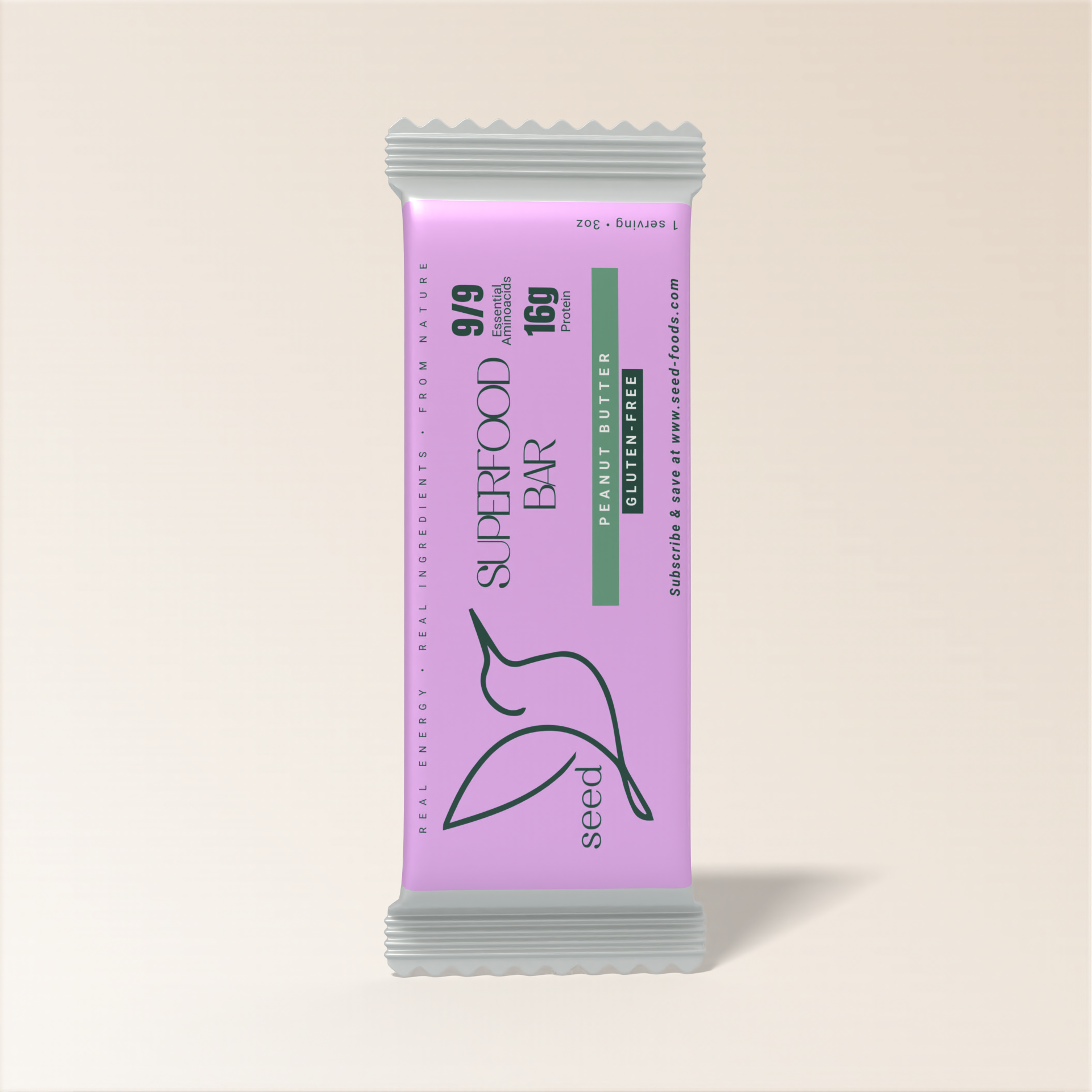 BARRA DE SUPERALIMENTO DE MANTEQUILLA DE CACAHUETE | SNACK SALUDABLE | BASE VEGETAL | 16 G DE PROTEÍNA