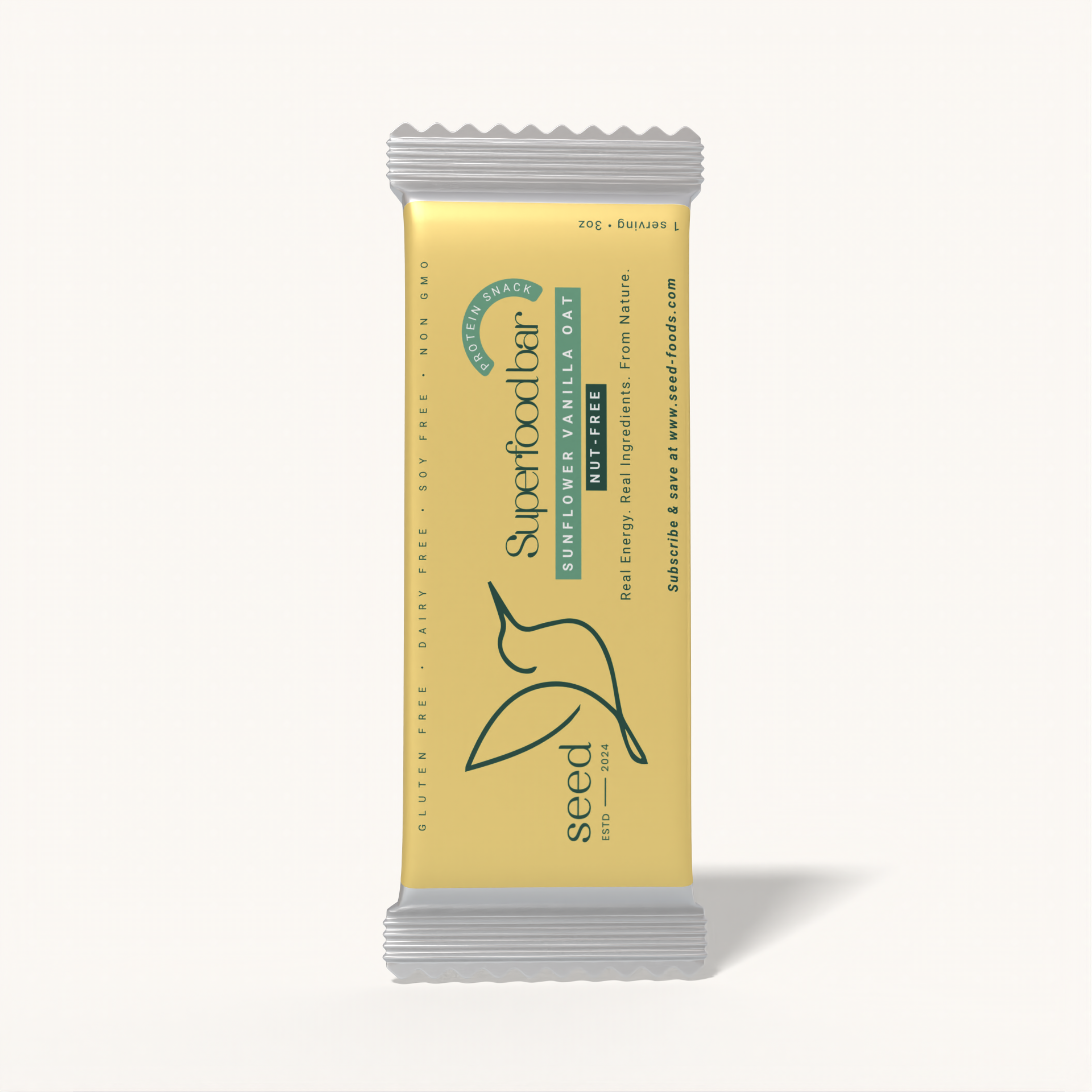 BARRA DE PROTEÍNA DE GIRASOL Y VAINILLA | SNACK SALUDABLE | BASE VEGETAL | 20 g DE PROTEÍNA | SIN FRUTOS SECOS